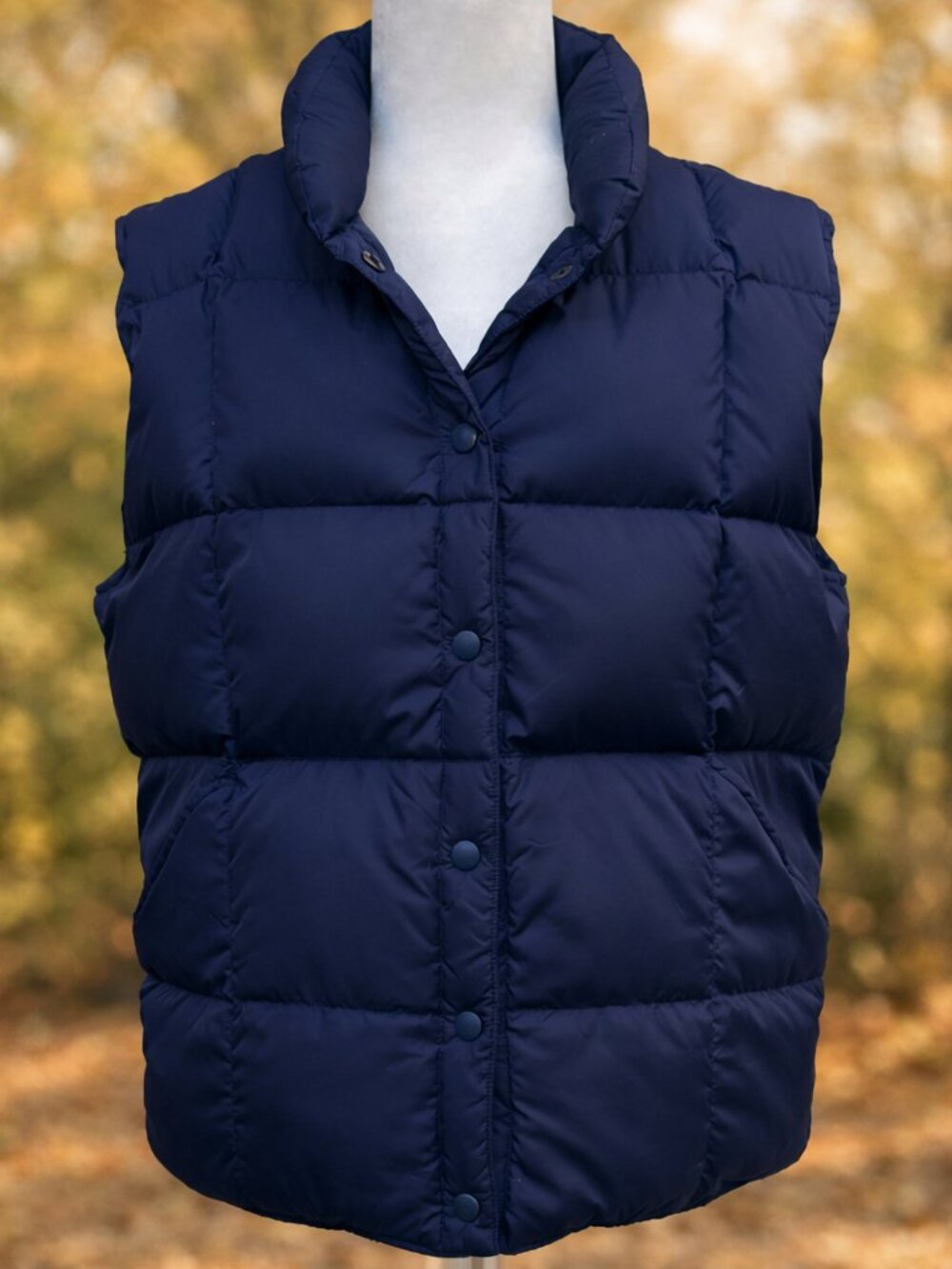 Lands' End Dark Blue Quilted Puffer Minimalist Capsule Gorpcore Layering Vest